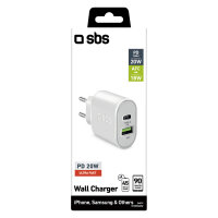 SBS Ladegert USB-C + USB-A Power Delivery 20W wei