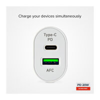SBS Ladegert USB-C + USB-A Power Delivery 20W wei
