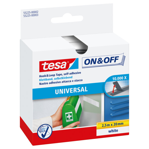 Tesa Klettklebeband 2,5m x 20mm on&off wei 55225