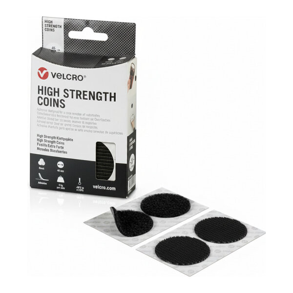 VELCRO High Strength Fastener 6 Hakenpunkte 6 Flauschpunkte, Haken & Flausch, DM 45mm schwarz