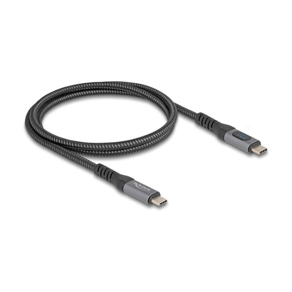 Delock USB 40 Gbps Daten- und Schnellladekabel koaxial 1 m 8K 60 Hz USB PD 3.1 Extended Power Range 240 W