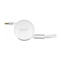 Delock USB 3 in 1 Aufrollladekabel Typ-A zu Micro USB / 2 x USB Type-C™ mit Schnellladefunktion weiß