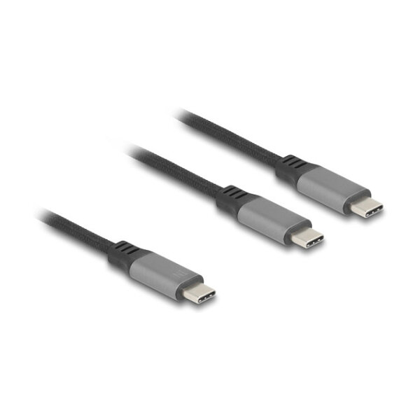 Delock USB-C™ Y-Kabel 1 x Stecker zu 2 x Stecker PD 3.0 100 W Intelligente Stromaufteilung 1,2 m