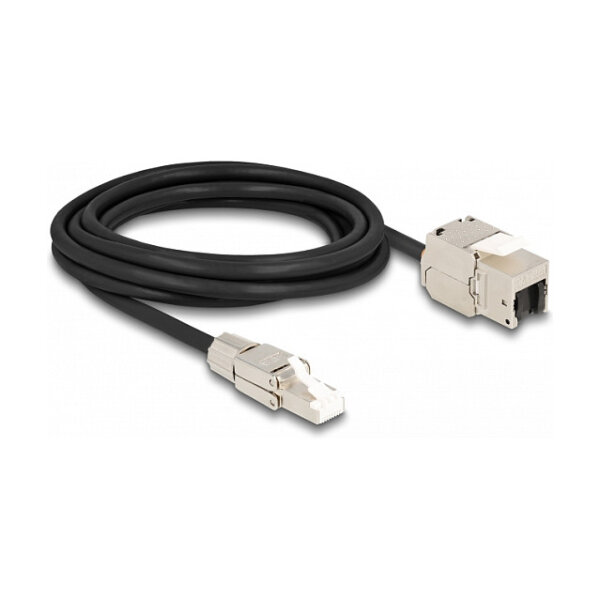 Delock Kabel RJ45 Stecker feldkonfektionierbar zu Keystone Modul RJ45 Buchse Cat.6A 3 m