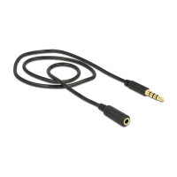 Delock Klinkenverlängerungskabel 3,5 mm 4 Pin Stecker zu Buchse 0,5 m schwarz