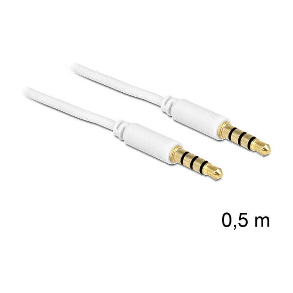 Delock Kabel Klinke 3,5 mm 4 Pin Stecker > Stecker 0,5 m