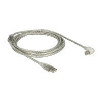 Delock Kabel USB 2.0 Typ-A Stecker > USB 2.0 Typ-B Stecker gewinkelt 3,0 m transparent