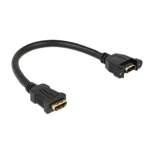 Delock Kabel HDMI-A Buchse > HDMI-A Buchse zum Einbau 4K 30 Hz 0,25 m