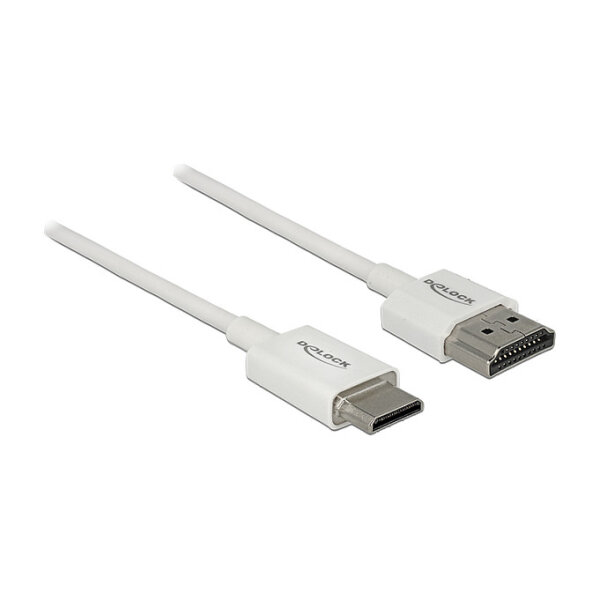Delock Kabel High Speed HDMI mit Ethernet - HDMI-A Stecker > HDMI Mini-C Stecker 3D 4K 0,5 m Slim High Quality