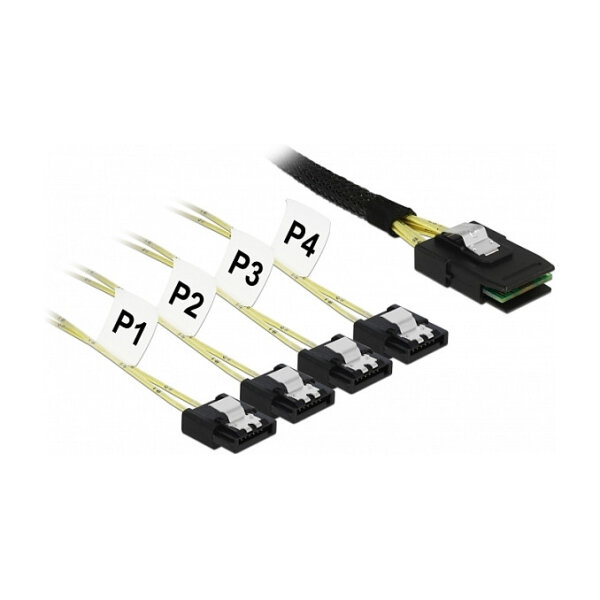 Delock Kabel Mini SAS SFF-8087 > 4 x SATA 7 Pin 1 m Metall