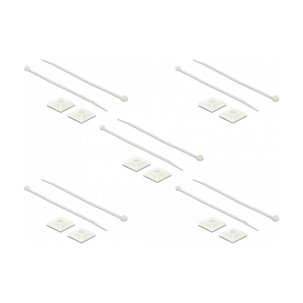 Delock Befestigungssockel 25 x 25 mm mit Kabelbinder L 300 x B 4,8 mm weiß