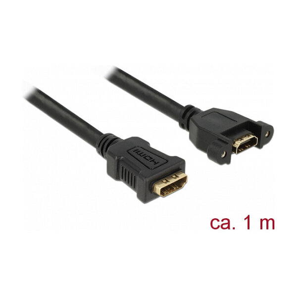 Delock Kabel HDMI-A Buchse > HDMI-A Buchse zum Einbau 4K 30 Hz 1 m