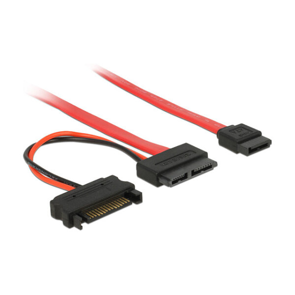 Delock Kabel Slim SATA Buchse > SATA 7 Pin + SATA 15 Pin 5 V 30 cm