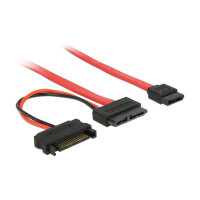 Delock Kabel Slim SATA Buchse > SATA 7 Pin + SATA 15 Pin 5 V 30 cm