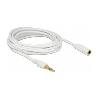 Delock Klinkenverlängerungskabel 3,5 mm 3 Pin Stecker zu Buchse 5 m weiß
