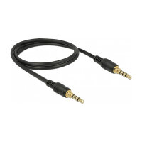 Delock Klinkenkabel 3,5 mm 4 Pin Stecker zu Stecker 1 m...
