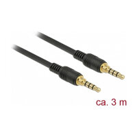 Delock Klinkenkabel 3,5 mm 4 Pin Stecker zu Stecker 3 m schwarz