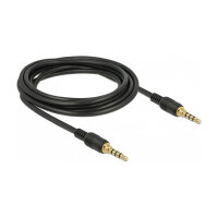Delock Klinkenkabel 3,5 mm 4 Pin Stecker zu Stecker 3 m schwarz