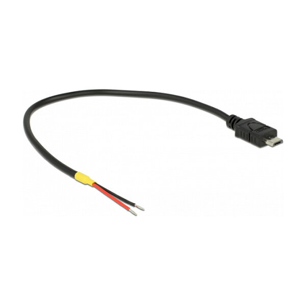 Delock Kabel USB 2.0 Micro-B Stecker > 2 x offene Kabelenden Strom 20 cm Raspberry Pi