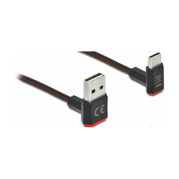 Delock EASY-USB 2.0 Kabel Typ-A Stecker zu USB Type-C™ Stecker gewinkelt oben / unten 2 m schwarz