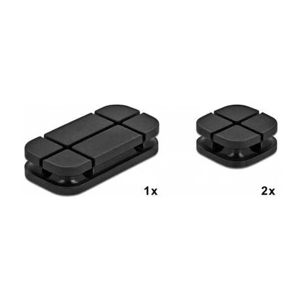 Delock Kabelhalter Kombi Set 3 Stück schwarz