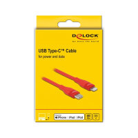 Delock Daten- und Ladekabel USB Type-C™ zu Lightning™ für iPhone™, iPad™ und iPod™ rot 0,5 m MFi