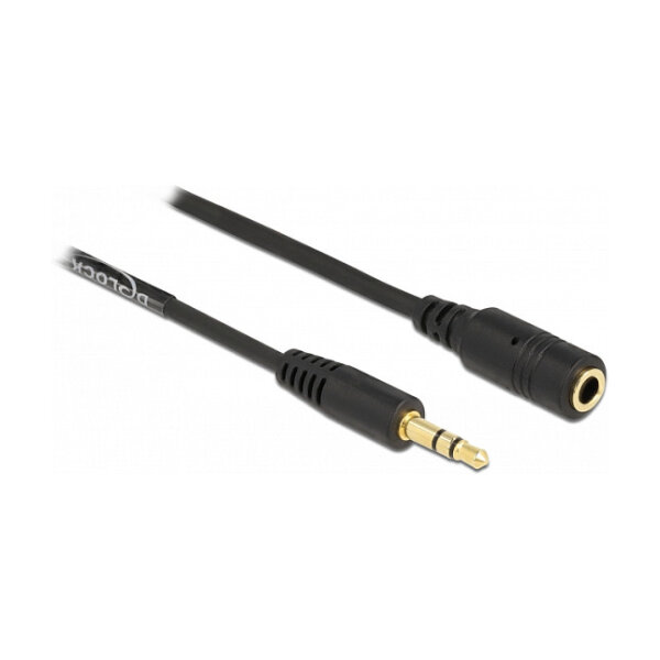 Delock Spiralkabel Verlängerung 3,5 mm 3 Pin Klinkenstecker zu Klinkenbuchse 1,5 m schwarz