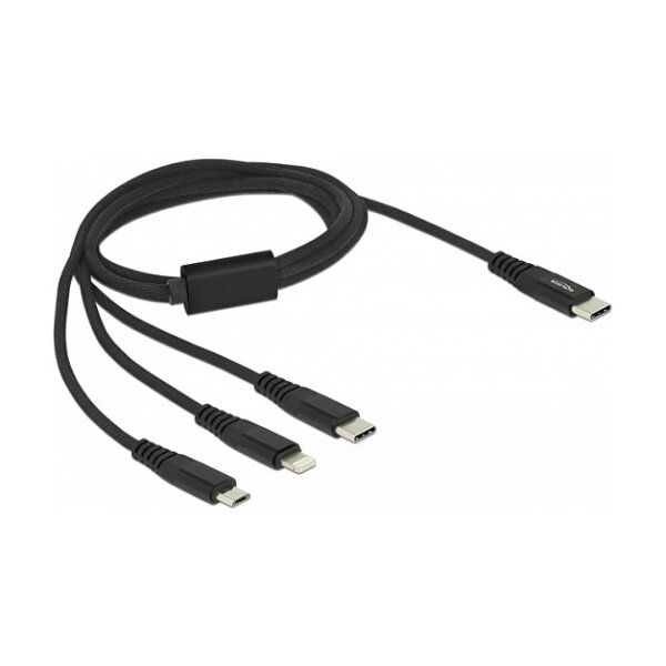 Delock USB Ladekabel 3 in 1 USB Type-C™ zu Lightning™ / Micro USB / USB Type-C™ 1 m
