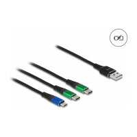 Delock USB Ladekabel 3 in 1 Typ-A zu Micro USB / 2 x USB Type-C™ 1 m