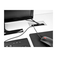 Delock Kabeldurchführung für Tischeinbau mit Bürste 160 x 80 x 28 mm silber
