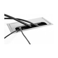 Delock Kabeldurchführung für Tischeinbau mit Bürste 160 x 80 x 28 mm silber