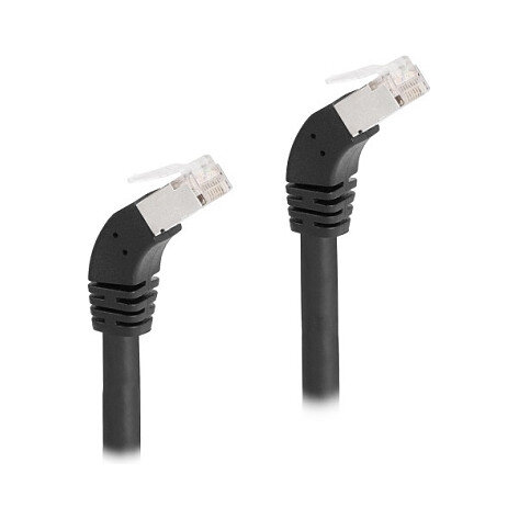 Delock RJ45 Netzwerkkabel Cat.6A S/FTP 45° nach unten gewinkelt 0,5 m schwarz