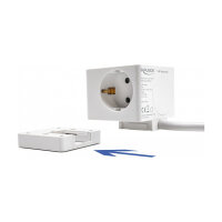 Delock Steckdosenwürfel mit Verlängerungskabel 3-fach mit Kindersicherung und USB Ladegerät, 1,5 m Kabel, weiß