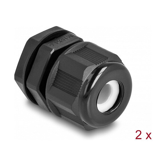 Delock EX-Kabelverschraubung M16 schwarz 2 Stück