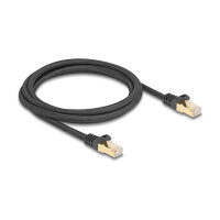 Delock RJ45 Netzwerkkabel mit Geflechtmantel Cat.6A S/FTP Stecker zu Stecker 2 m schwarz