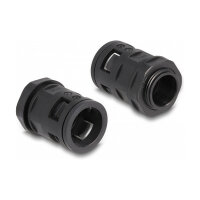 Delock Kabelschutzschlauch 2 m x 21,2 mm mit 2 x PG16 Schlauchverschraubung Set schwarz