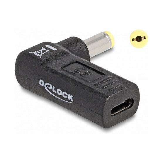 Delock Adapter für Notebook Ladekabel USB Type-C™ Buchse zu Acer 5,5 x 1,7 mm Stecker 90° gewinkelt
