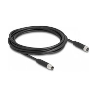 Delock M8 A-kodiert 3 Pin Kabel Stecker zu Buchse PUR (TPU) 3 m