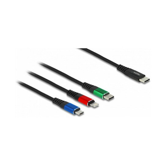 Delock USB Ladekabel 3 in 1 Typ-A zu 2 x Lightning™ / USB Type-C™ 30 cm