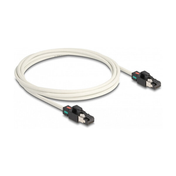 Delock Netzwerkkabel RJ45 Stecker zu Stecker Cat.6A S/FTP mit drehbarer Farbmarkierung 2 m weiß