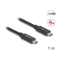 Delock USB 80 Gbps Kabel USB Type-C™ Stecker zu Stecker 16K 60 Hz PD 3.1 240 W E-Marker koaxial 1 m schwarz