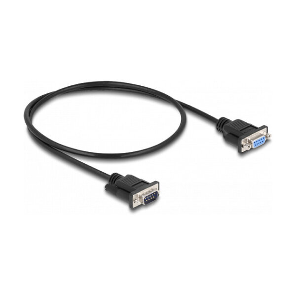 Delock RS-232 Kabel Seriell D-Sub 9 Stecker zu Buchse Nullmodem mit schmalem Steckergehäuse 0,5 m