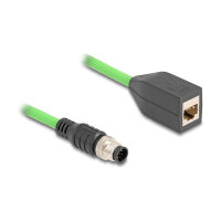 Delock M12 Kabel A-kodiert 8 Pin Stecker zu RJ45 Buchse PUR (TPU) 0,5 m