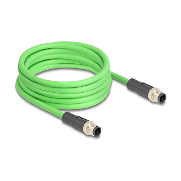 Delock M12 Kabel D-kodiert 4 Pin Stecker zu Stecker PUR (TPU) 2 m