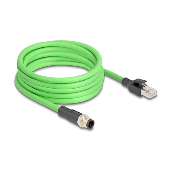 Delock M12 Kabel D-kodiert 4 Pin Stecker zu RJ45 Stecker PUR (TPU) 1 m