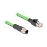 Delock M12 Kabel D-kodiert 4 Pin Stecker zu RJ45 Stecker PUR (TPU) 1 m