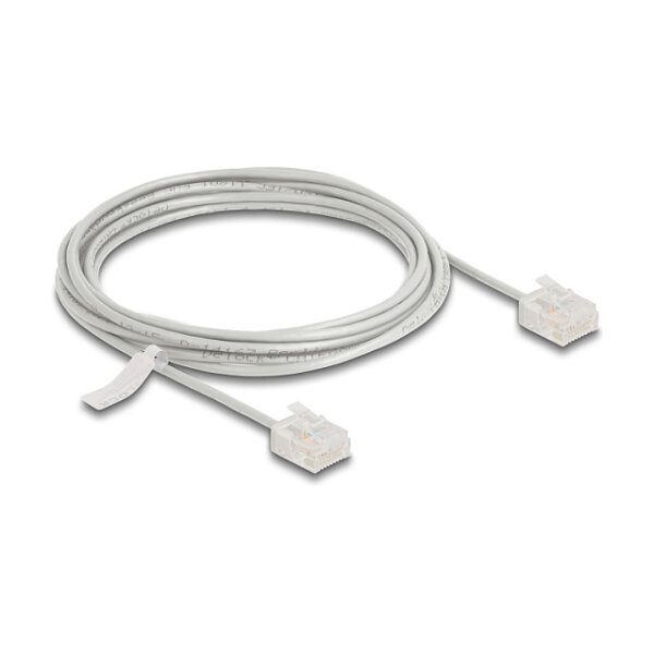 Delock RJ45 Netzwerkkabel Cat.6 UTP Ultra Slim 3 m grau mit kurzen Steckern