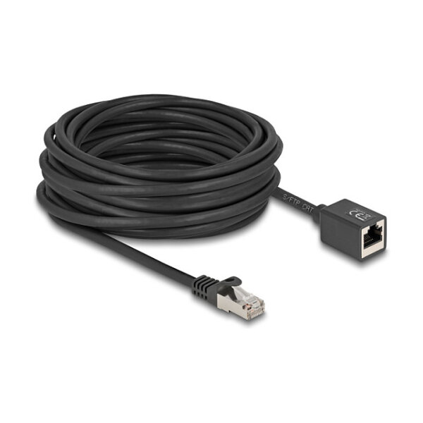Delock Netzwerk Verlängerungskabel RJ45 Stecker zu RJ45 Buchse Cat.6A S/FTP 10 m schwarz