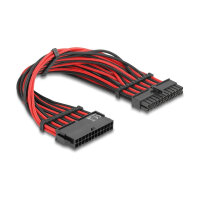 Delock Verlängerungskabel 24 Pin ATX Stecker zu 24 Pin ATX Buchse Textilummantelung rot-schwarz 30 cm