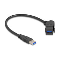 Delock Keystone Modul USB 5 Gbps Typ-A Einbaubuchse 45° gewinkelt zu Typ-A Stecker mit 30 cm Kabel schwarz